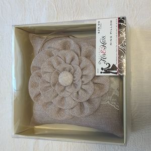 STUDIO HIS & HERS Burlap & Lace Floral Ring Pillow